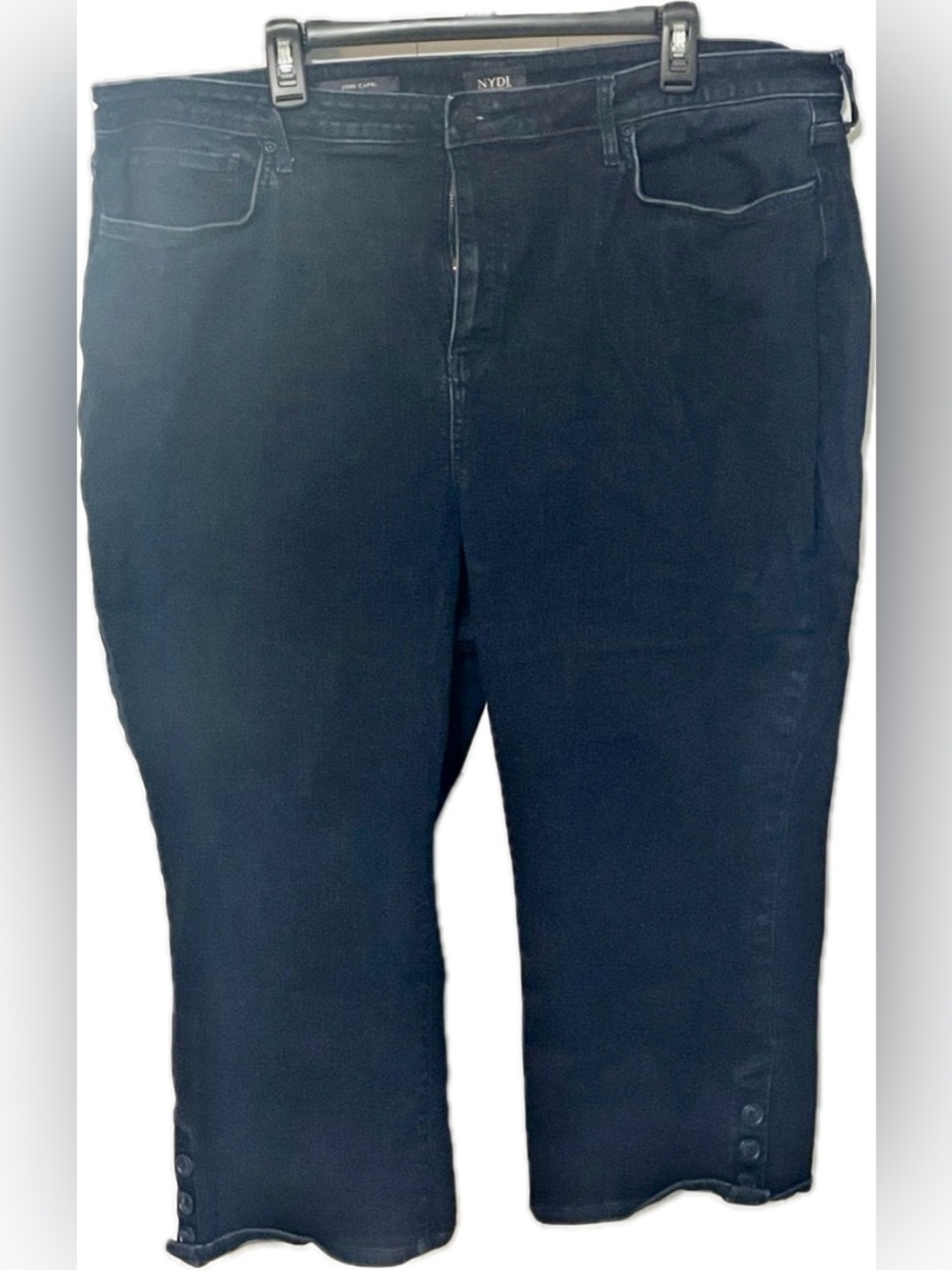 NYDJ Women's Dark Navy Ankle Crop Jeans with Hem Button Detail 22w